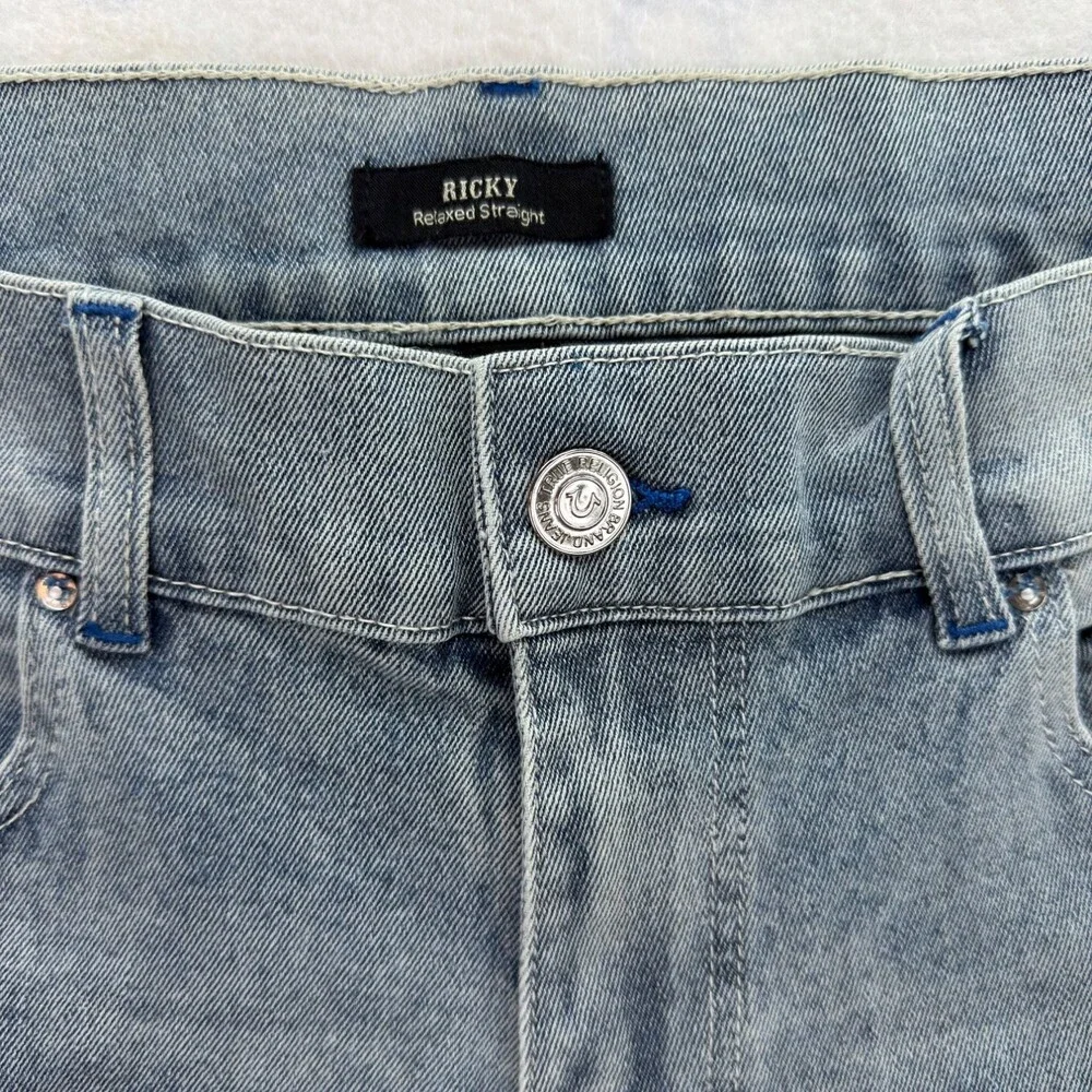 True Religion Ricky Relaxed Straight Men’s Cutoff Jean Short Size 34